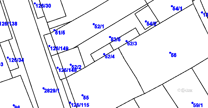 Parcela st. 52/4 v KÚ Branišovice, Katastrální mapa