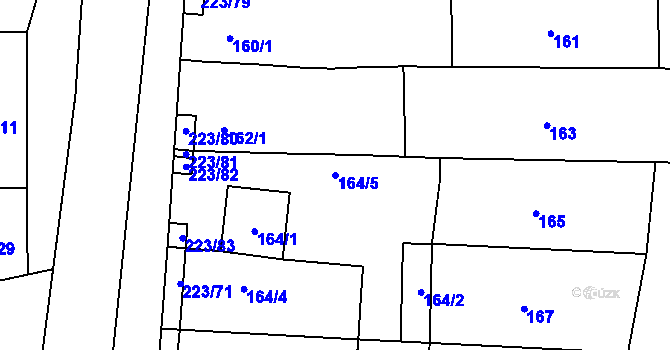 Parcela st. 164/5 v KÚ Branišovice, Katastrální mapa