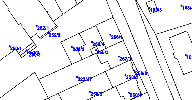 Parcela st. 256/3 v KÚ Branišovice, Katastrální mapa