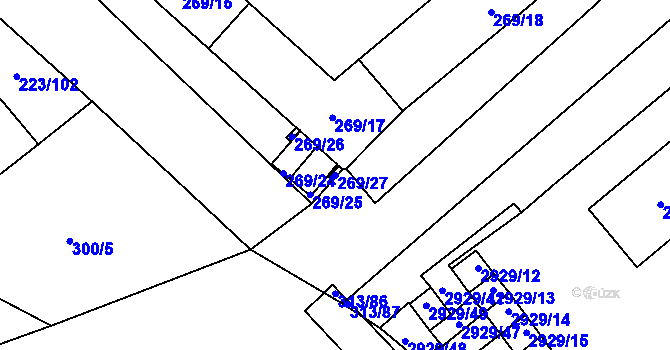 Parcela st. 269/27 v KÚ Branišovice, Katastrální mapa