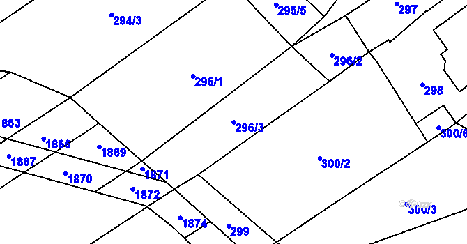 Parcela st. 296/3 v KÚ Branišovice, Katastrální mapa