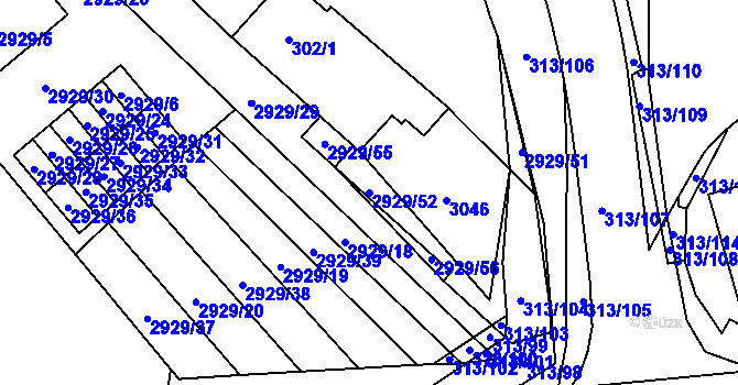 Parcela st. 2929/52 v KÚ Branišovice, Katastrální mapa