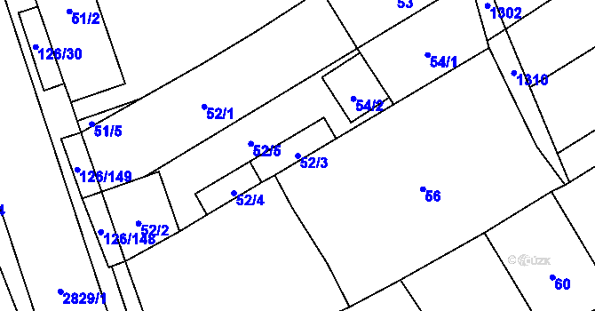 Parcela st. 52/3 v KÚ Branišovice, Katastrální mapa