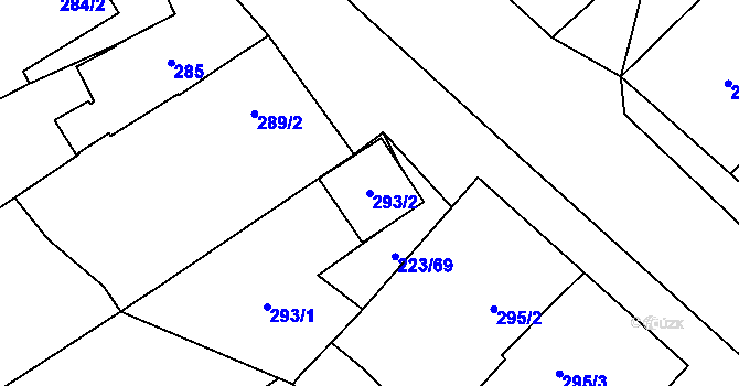 Parcela st. 293/2 v KÚ Branišovice, Katastrální mapa