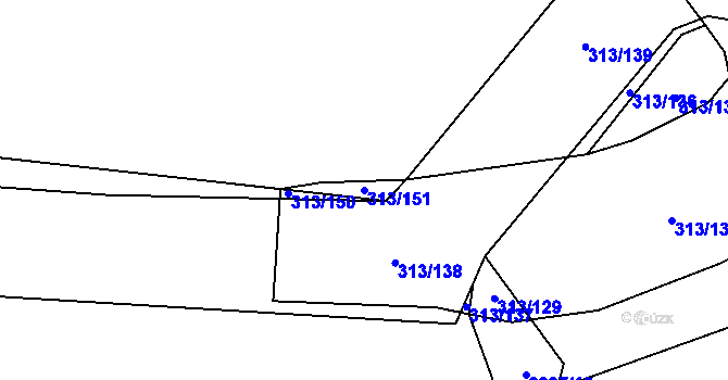 Parcela st. 313/151 v KÚ Branišovice, Katastrální mapa
