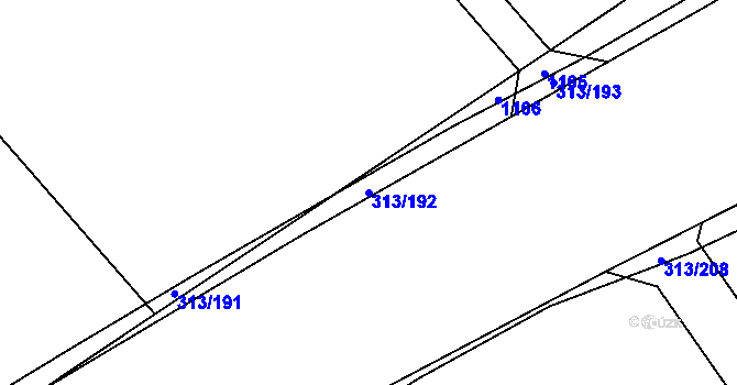 Parcela st. 313/192 v KÚ Branišovice, Katastrální mapa