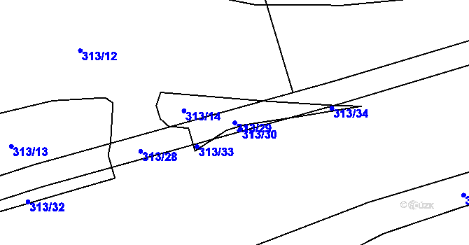 Parcela st. 313/29 v KÚ Branišovice, Katastrální mapa