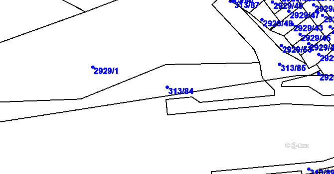 Parcela st. 313/84 v KÚ Branišovice, Katastrální mapa