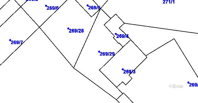 Parcela st. 269/29 v KÚ Branišovice, Katastrální mapa