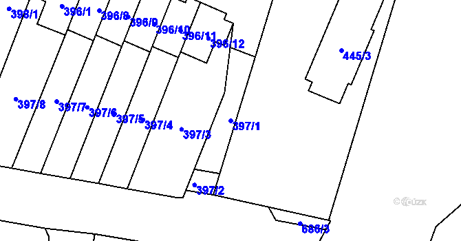 Parcela st. 397/1 v KÚ Branka u Opavy, Katastrální mapa