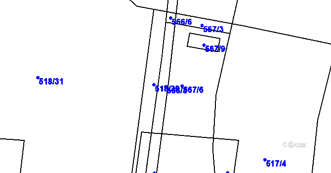 Parcela st. 566/3 v KÚ Branka u Opavy, Katastrální mapa