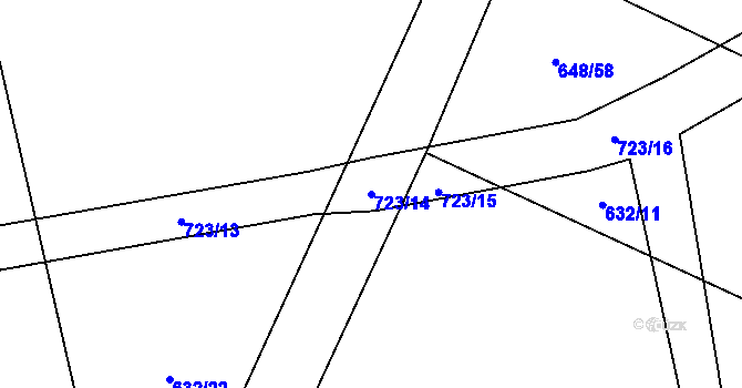 Parcela st. 723/14 v KÚ Branka u Opavy, Katastrální mapa