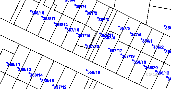 Parcela st. 357/20 v KÚ Branka u Opavy, Katastrální mapa