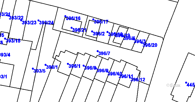 Parcela st. 396/7 v KÚ Branka u Opavy, Katastrální mapa