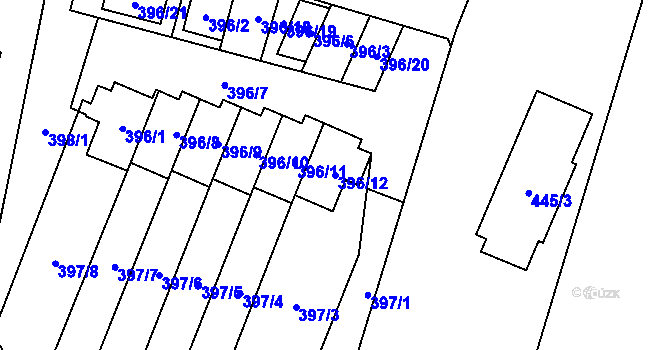 Parcela st. 396/12 v KÚ Branka u Opavy, Katastrální mapa