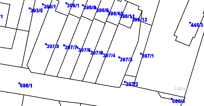 Parcela st. 397/4 v KÚ Branka u Opavy, Katastrální mapa
