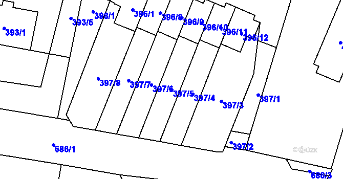 Parcela st. 397/5 v KÚ Branka u Opavy, Katastrální mapa