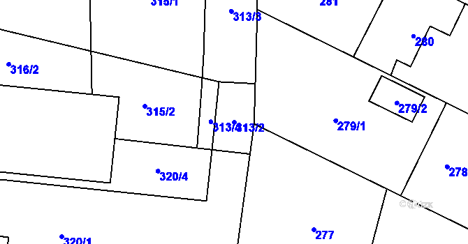 Parcela st. 313/2 v KÚ Branka u Opavy, Katastrální mapa