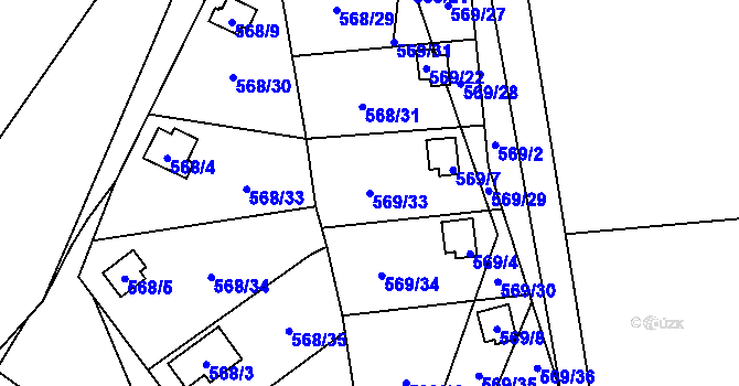 Parcela st. 569/33 v KÚ Branka u Opavy, Katastrální mapa