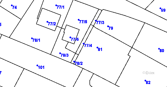 Parcela st. 77/4 v KÚ Branka u Opavy, Katastrální mapa