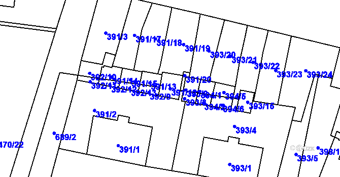 Parcela st. 391/12 v KÚ Branka u Opavy, Katastrální mapa