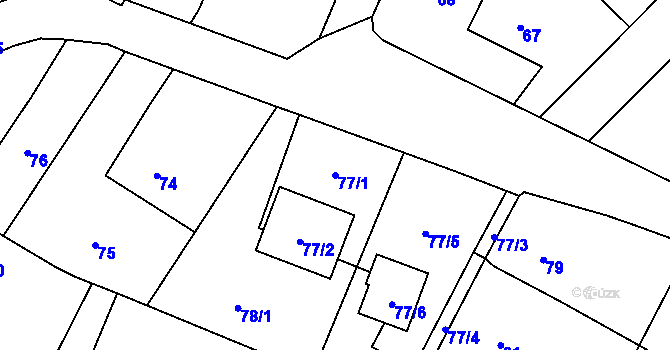 Parcela st. 77/1 v KÚ Branka u Opavy, Katastrální mapa