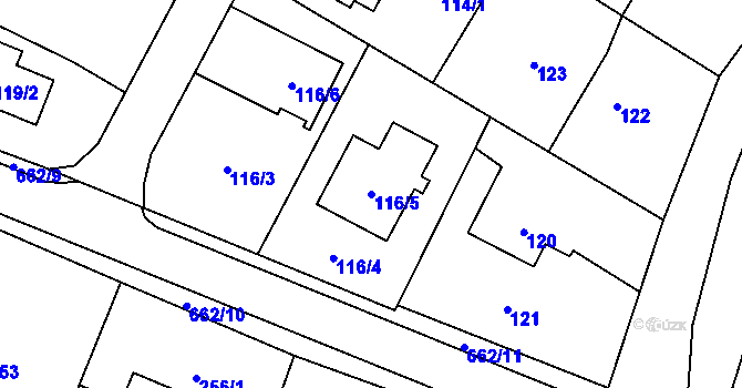 Parcela st. 116/5 v KÚ Branka u Opavy, Katastrální mapa