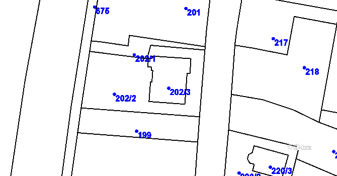 Parcela st. 202/3 v KÚ Branka u Opavy, Katastrální mapa