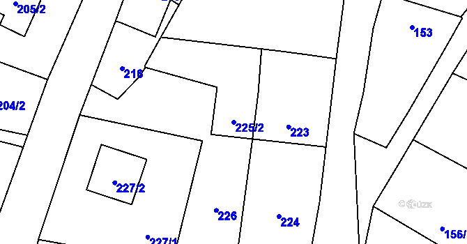Parcela st. 225/2 v KÚ Branka u Opavy, Katastrální mapa