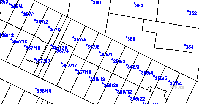 Parcela st. 356/1 v KÚ Branka u Opavy, Katastrální mapa