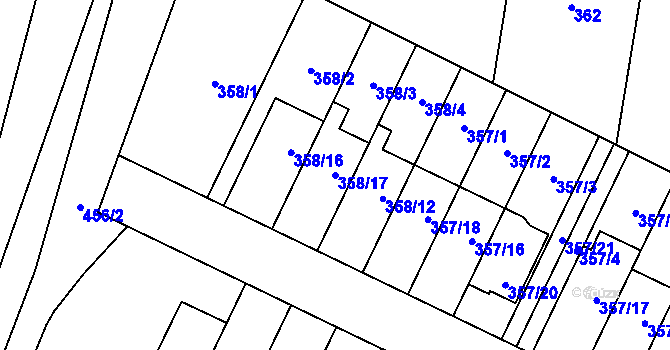 Parcela st. 358/17 v KÚ Branka u Opavy, Katastrální mapa