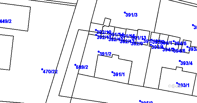 Parcela st. 391/2 v KÚ Branka u Opavy, Katastrální mapa