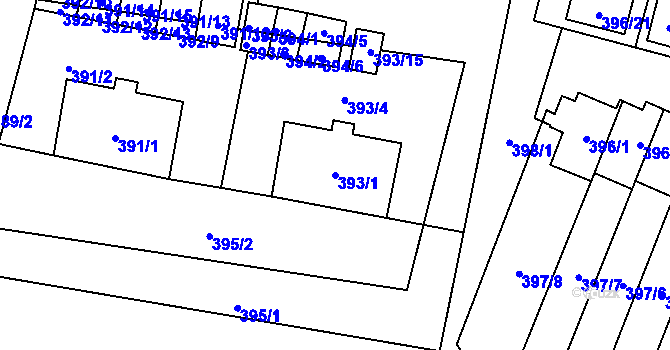Parcela st. 393/1 v KÚ Branka u Opavy, Katastrální mapa