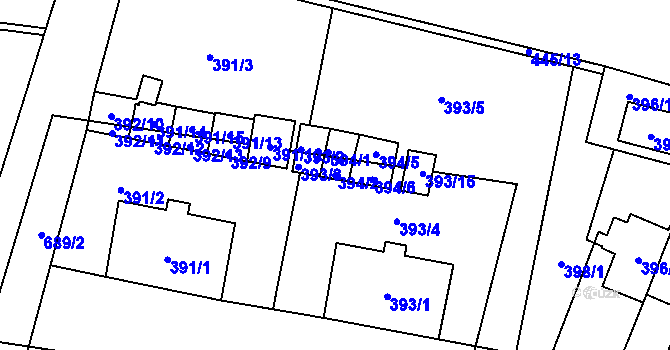 Parcela st. 394/2 v KÚ Branka u Opavy, Katastrální mapa