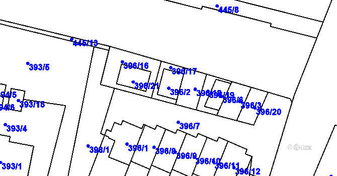 Parcela st. 396/2 v KÚ Branka u Opavy, Katastrální mapa