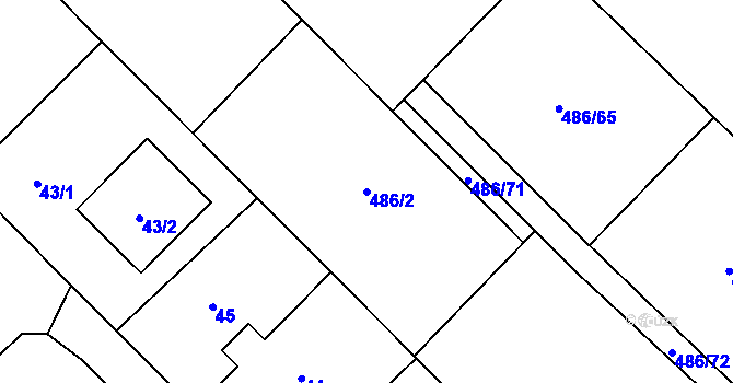 Parcela st. 486/2 v KÚ Branka u Opavy, Katastrální mapa