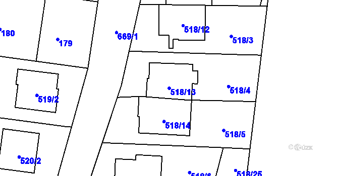 Parcela st. 518/13 v KÚ Branka u Opavy, Katastrální mapa