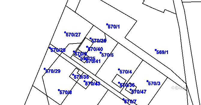 Parcela st. 570/5 v KÚ Branka u Opavy, Katastrální mapa