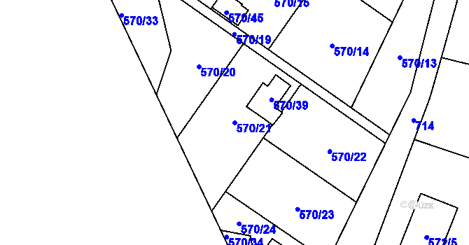 Parcela st. 570/21 v KÚ Branka u Opavy, Katastrální mapa