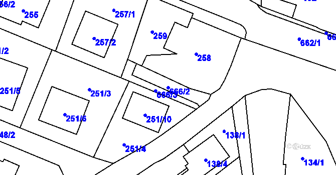 Parcela st. 666/2 v KÚ Branka u Opavy, Katastrální mapa