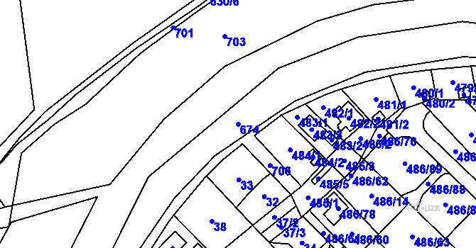 Parcela st. 674 v KÚ Branka u Opavy, Katastrální mapa