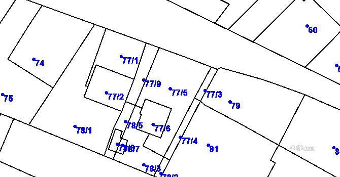 Parcela st. 77/5 v KÚ Branka u Opavy, Katastrální mapa