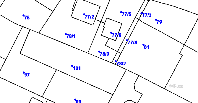 Parcela st. 78/3 v KÚ Branka u Opavy, Katastrální mapa