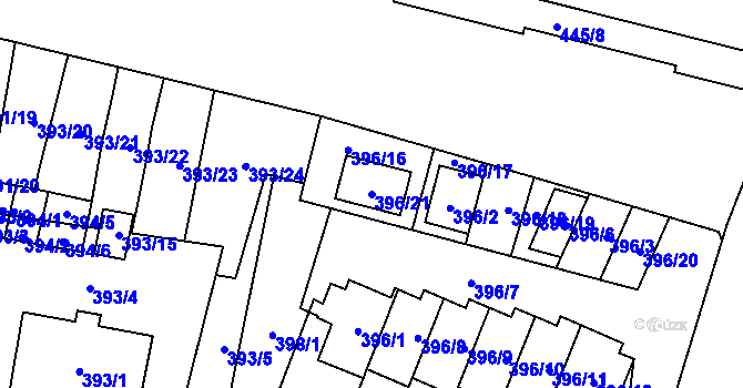 Parcela st. 396/21 v KÚ Branka u Opavy, Katastrální mapa