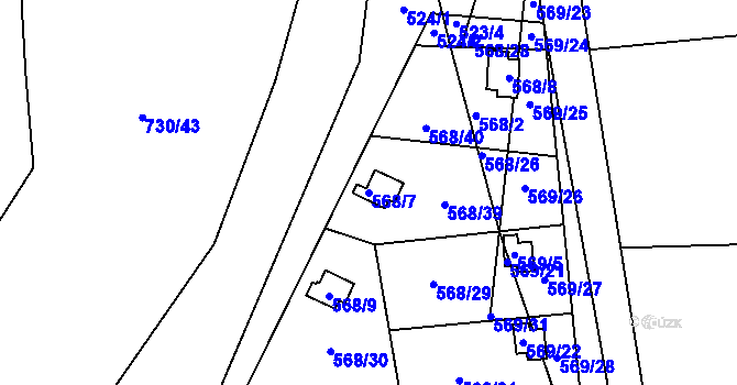 Parcela st. 568/7 v KÚ Branka u Opavy, Katastrální mapa