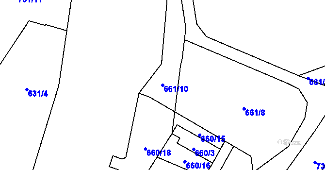 Parcela st. 661/10 v KÚ Branka u Opavy, Katastrální mapa