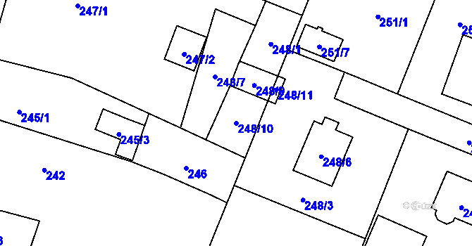 Parcela st. 248/10 v KÚ Branka u Opavy, Katastrální mapa