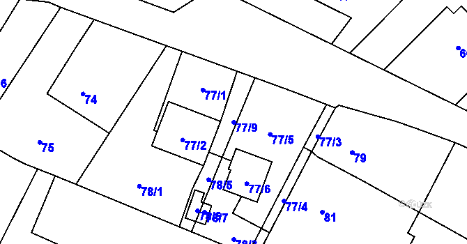 Parcela st. 77/9 v KÚ Branka u Opavy, Katastrální mapa