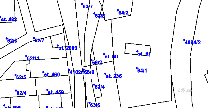 Parcela st. 60 v KÚ Brankovice, Katastrální mapa