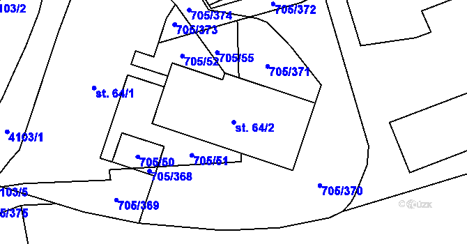 Parcela st. 64/2 v KÚ Brankovice, Katastrální mapa